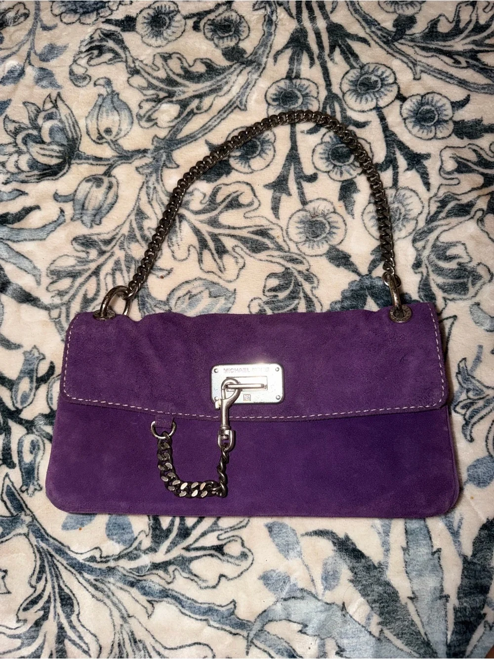 Michael Kors Purple Suede Chain-Handle Shoulder Bag